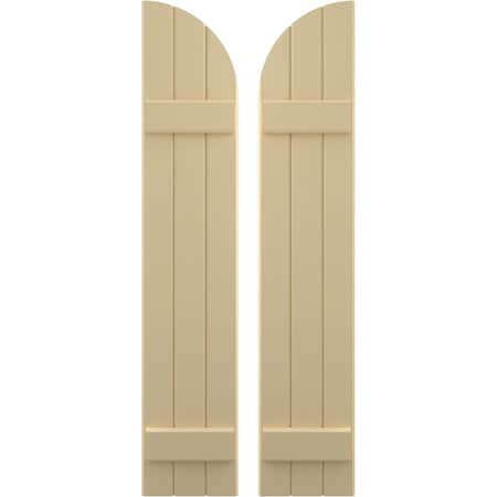 Ekena Millwork Americraft 3-Board (2 Batten) Wood Joined Board-n-Batten Shutters w/ Arch Top, ARW101BQ311X60NTH, PR ARW101BQ311X60NTH